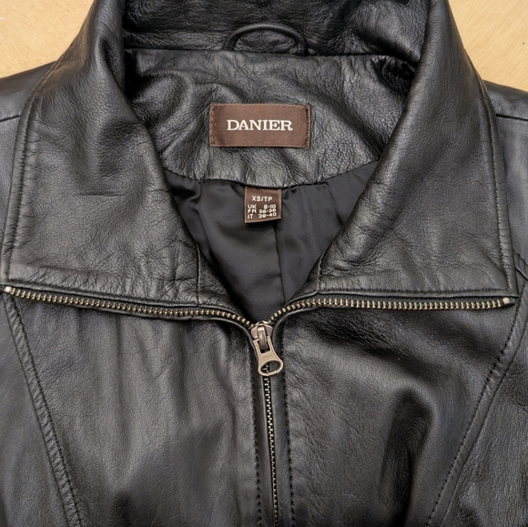 DANIER LEATHER Zip Up Jacket Y2k. Sexy. Black. Size XS EXCELLENT condition - Picture 4 of 11